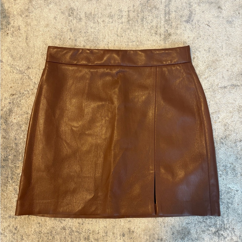 Wilfred brown faux leather skirt